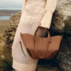 Cyra Caramel Brown Leather Wing Tote Bag